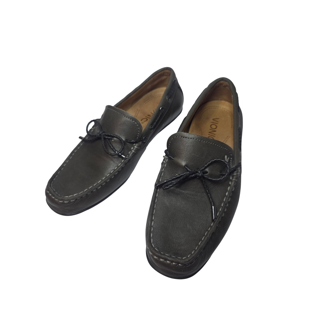 Vionic Luca Mens Olive Green Leather Driving Loafers Size 7 Orthotic Slip On